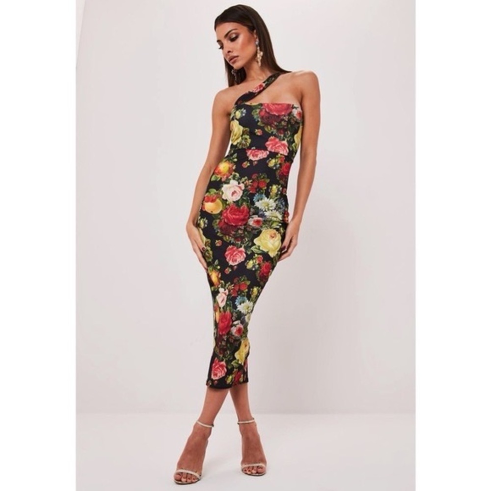 MISSGUIDED FLORAL MIDI DRESS